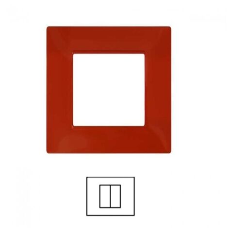 Placca 2 Posti ROSSO CORALLO V6002-15 Compatibile VIMAR Plana