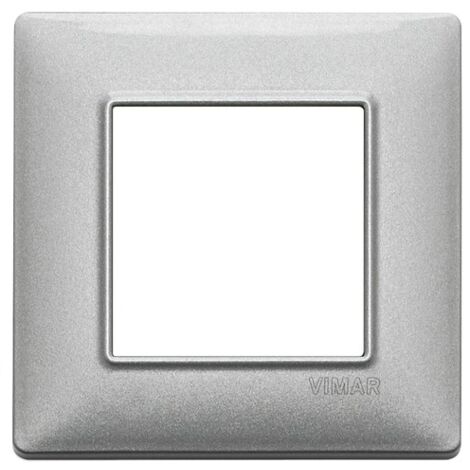 Placca 2M argento metallizzato per scatola rotonda  Vimar Plana 14642.71