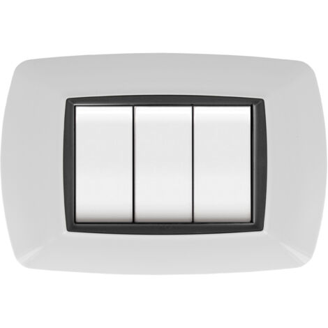 PLACCA 3 FORI ELETTROCANALI MY LIFE COMPATIBILE CON LIVING TICINO Bianco