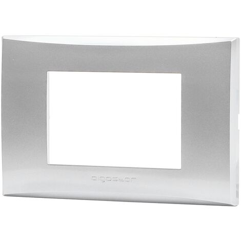 Placca 3 moduli 503 in plastica argento compatibile anche con Vimar Plana