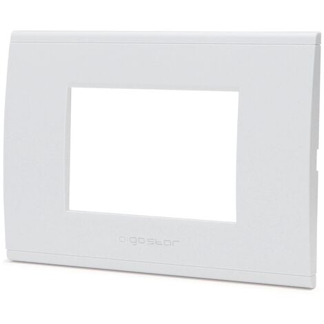 AIGOSTAR Placca 3 moduli 503 in plastica bianca compatibile anche con BTicino Livinglight