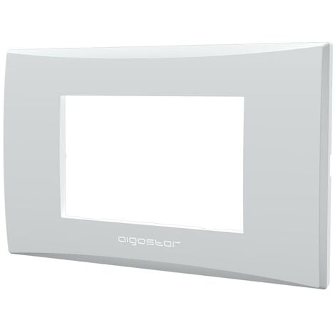 AIGOSTAR placca compatibile vimar plana colore bianco 3 fori