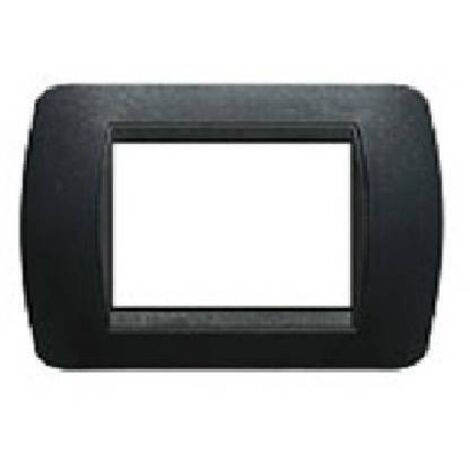 Placca 3 moduli acciaio scuro LIVING