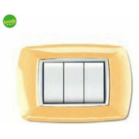 Placca 3 moduli mylife giallo pastello
