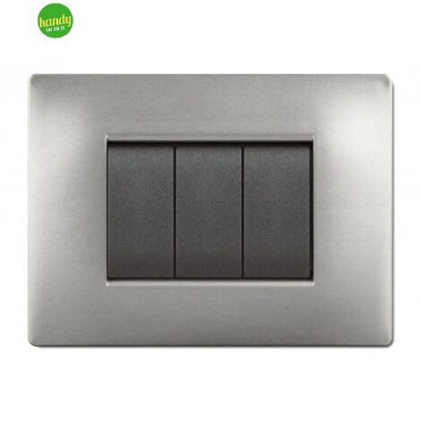 Placca 3 moduli mylife q acciaio satinato
