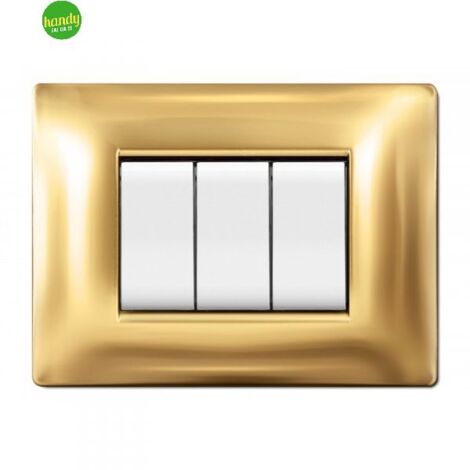 Placca 3 moduli mylife q nera oro