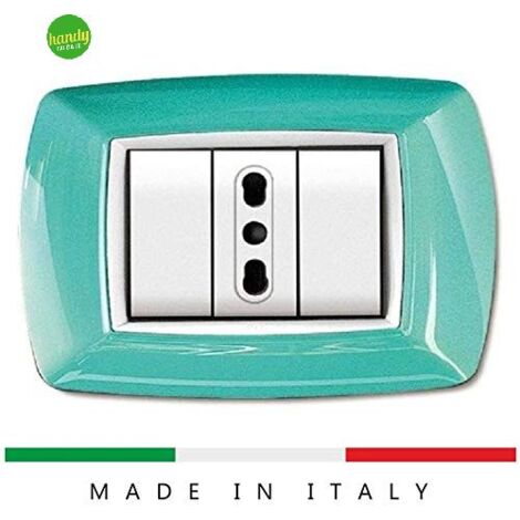 Placca 3 moduli verde acqua