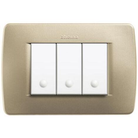 Placca 3 posti serie luna bticino c4803gm colore oro