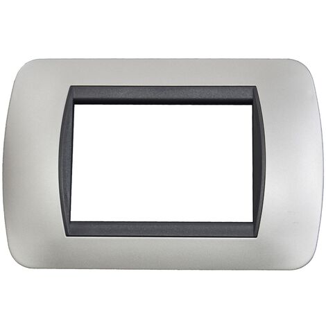 Placca 3 posti silver grigio Compatibile con Bticino Living tipo l4803tc