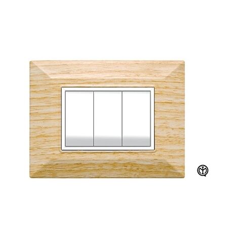 Placca 3m legno chiaro Vimar Eikon Compatibile