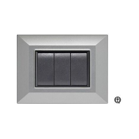 Placca 3m silver alluminio Vimar Eikon Compatibile metallo
