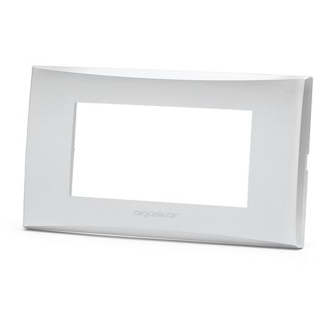 Placca 4 moduli 504 in plastica argento compatibile anche con Vimar Plana