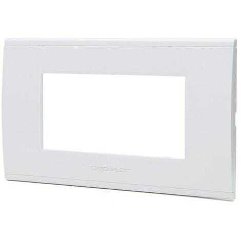 AIGOSTAR Placca 4 moduli 504 in plastica bianca compatibile anche con BTicino Livinglight