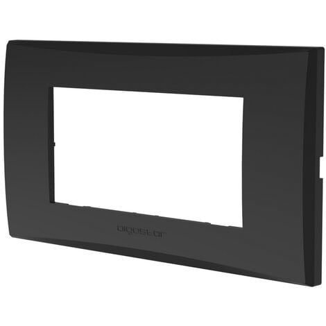 AIGOSTAR Placca 4 moduli 504 in plastica nera compatibile anche con Vimar Plana