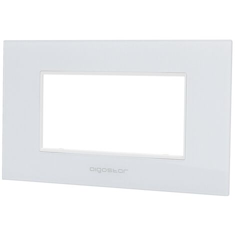 Placca 4 moduli 504 in vetro bianca compatibile anche con BTicino Livinglight