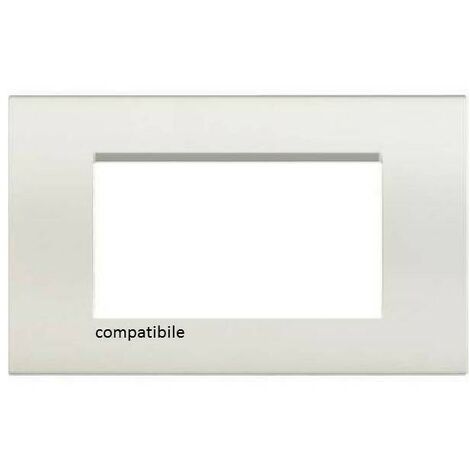 Placca 4 posti Bianco COMPATIBILE bticino light Living Tipo LNA4804BI