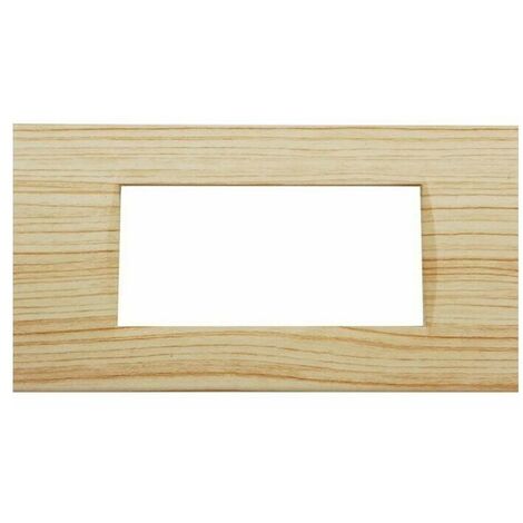PLACCA 4 POSTI LEGNO CHIARO ABETE COMPATIBILE BTICINO LIVING LIGHT