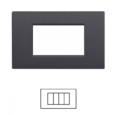Placca 4 posti Living light nera lucida compatibile TIPO LNA4804AR