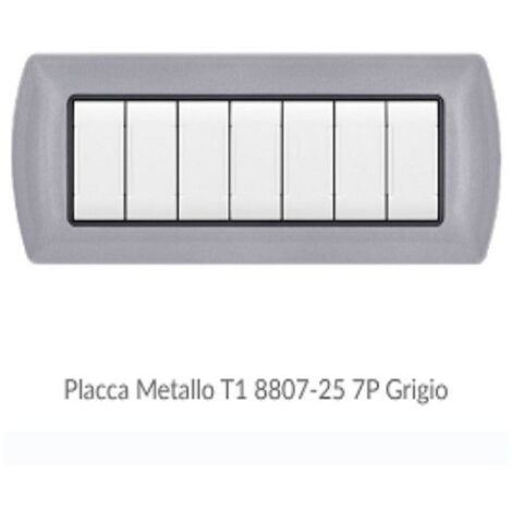 Placca 506 7p Posti Grigoi Metallo Compatibile Living Internetional