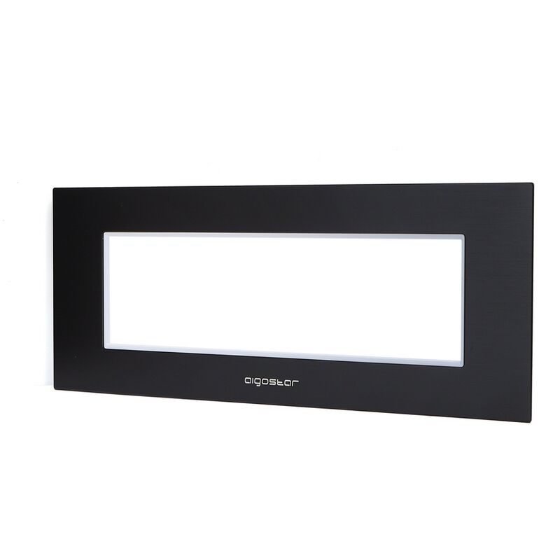 Image of Aigostar - Placca 7 moduli 506 in alluminio nera compatibile anche con BTicino Livinglight