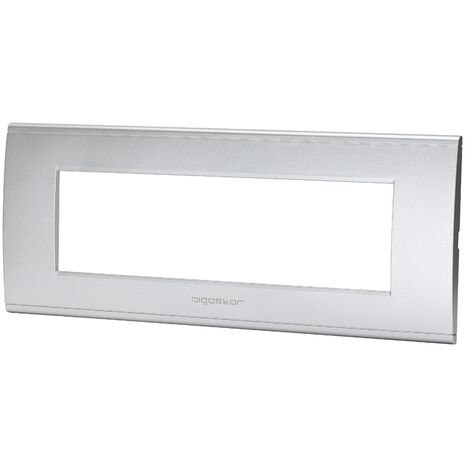 Placca 7 moduli 506 in plastica argento compatibile anche con BTicino Livinglight