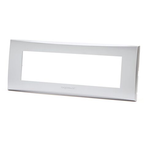 Placca 7 moduli 506 in plastica argento compatibile anche con Vimar Plana