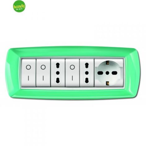 Placca 7 moduli Elettrocanali mylife verde acqua