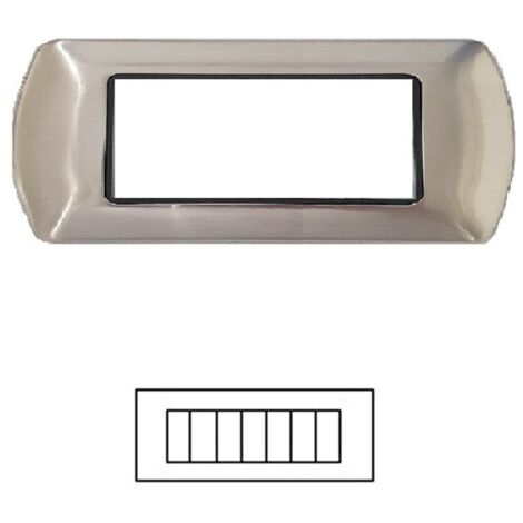 Placca 7 Posti Argento Satinato Living International Compatibile in Acciaio