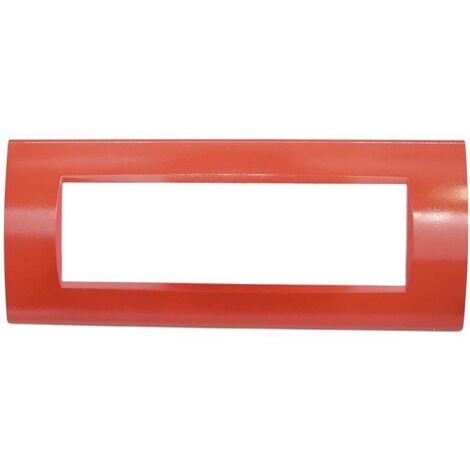TOT ELECTRIC Placca 7 Posti Color Rosso Corallo - Compatibile Living Light - TOT