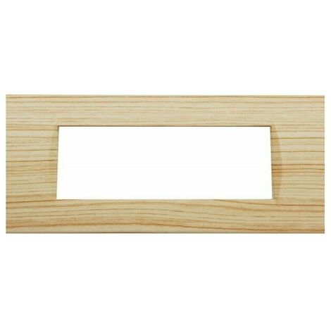 PLACCA 7 POSTI LEGNO CHIARO ABETE COMPATIBILE BTICINO LIVING LIGHT