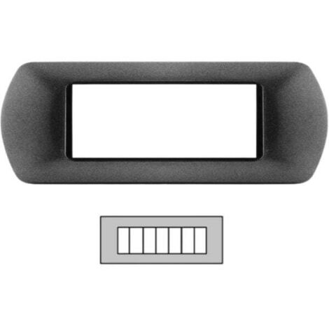 Placca 7 Posti Nero Antracite Living International Compatibile in Metallo - TOT