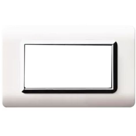 Placca Ave Tecnopolimero Sistema 44 Bianco cornice cromata 4 moduli 44PY04BLC