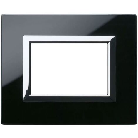 Placca Ave Vera Sistema 44 in vetro 3 moduli nero assoluto 44PV3NAL