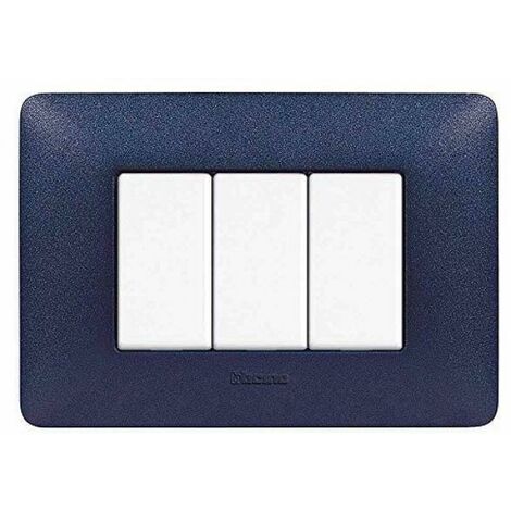 Placca Bticino Matix 3 moduli blu mercurio AM4803TBM
