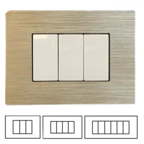 Placca Champagne Satinato 3 Posti MATIX Compatibile-3 Posti