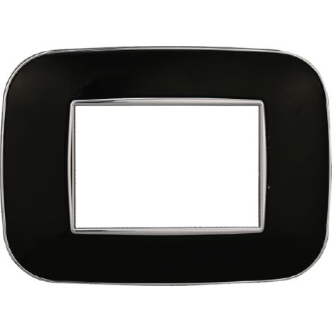 Placca compatibile Bticino Axolute 3 moduli plastica colore nero Orbis serie Moon Ettroit AN91302
