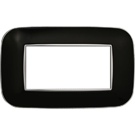 Placca compatibile Bticino Axolute 4 moduli plastica colore nero Orbis serie Moon Ettroit AN91402