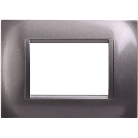 Placca compatibile Bticino Livinglight 3 moduli plastica quadrata colore titanio