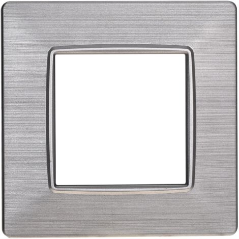 Placca compatibile Vimar Plana 2 moduli plastica colore argento satinato Ettroit EV85215