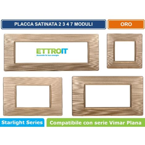 Placca compatibile Vimar Plana 2 moduli plastica colore oro satinato Ettroit EV85211