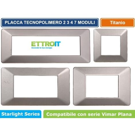 Placca compatibile Vimar Plana 2 moduli plastica colore titanio Ettroit EV83208