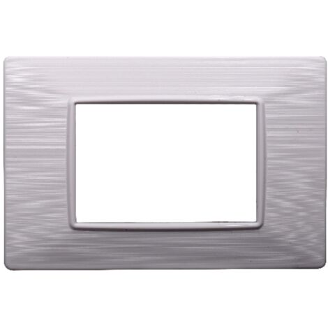 Placca compatibile Vimar Plana 3 moduli plastica colore bianco satinato Ettroit EV85301