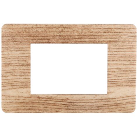 Placca compatibile Vimar Plana 3 moduli plastica colore legno chiaro Ettroit EV83304