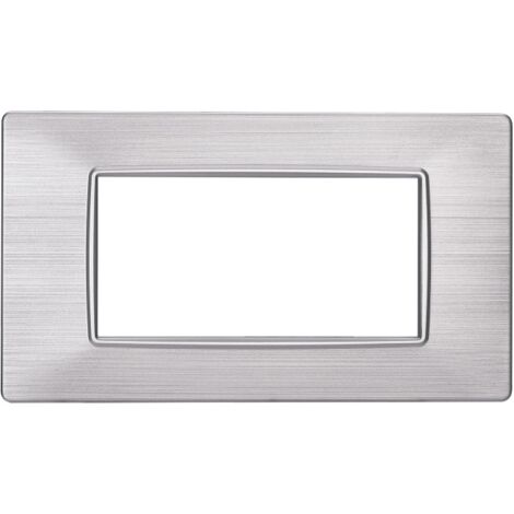 Placca compatibile Vimar Plana 4 moduli plastica colore argento satinato Ettroit EV85415