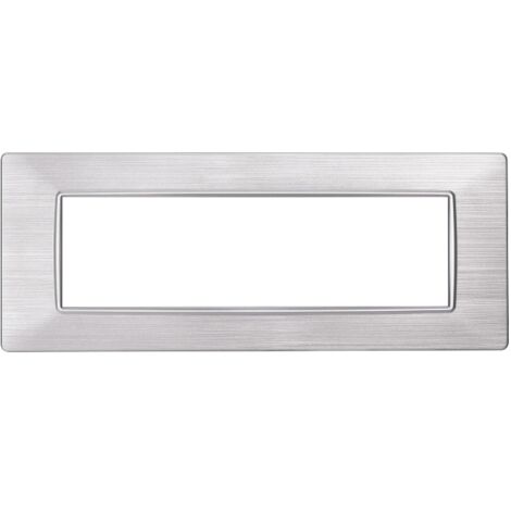 Placca compatibile Vimar Plana 7 moduli plastica colore argento satinato Ettroit EV85615