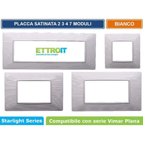 Placca compatibile Vimar Plana 7 moduli plastica colore bianco satinato Ettroit EV85601