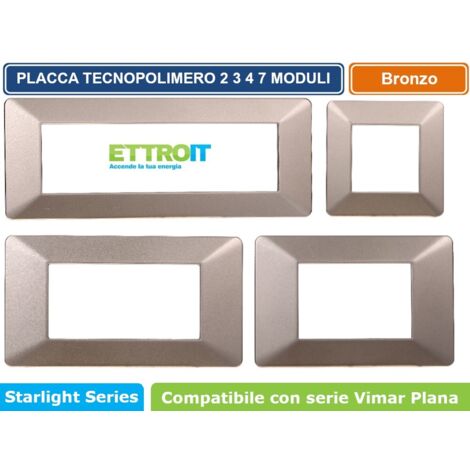 Placca compatibile Vimar Plana 7 moduli plastica colore bronzo Ettroit EV83710