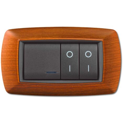 Placca coprinterruttore legno chiaro mylife 4 moduli