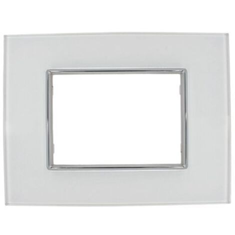 Placca Cristal 3M 4M 6M Bianco Compatibile Bticino Axolute 3 POSTI