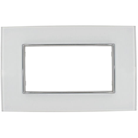 Placca Cristal 3M 4M 6M Bianco Compatibile Bticino Axolute 4 POSTI
